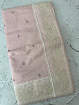 Mul chanderi cotton saree with organza applique borders MSH212 - PastelPink