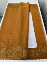Soft organza saree with applique work - MCW543 DuskyMustard