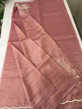 Designer Embroidery Organza Saree with applique work FCAD121 DuskyPink