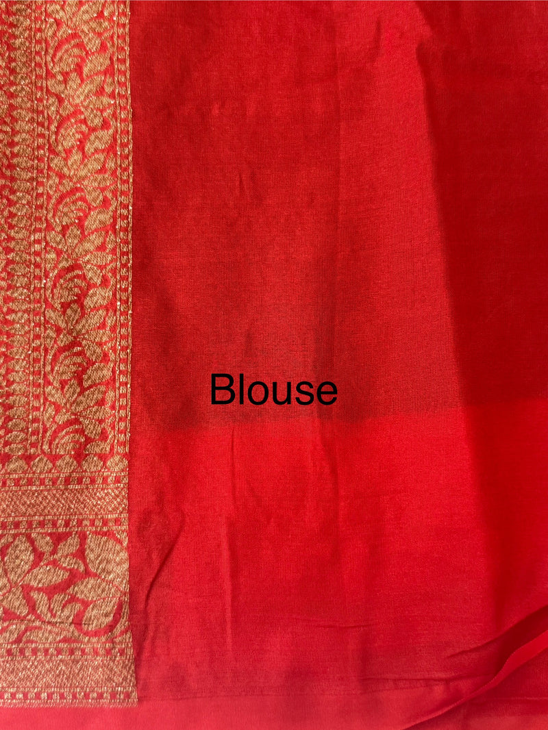 Banarasi viscose Georgette saree MKGS611- DeepSeablue to Red