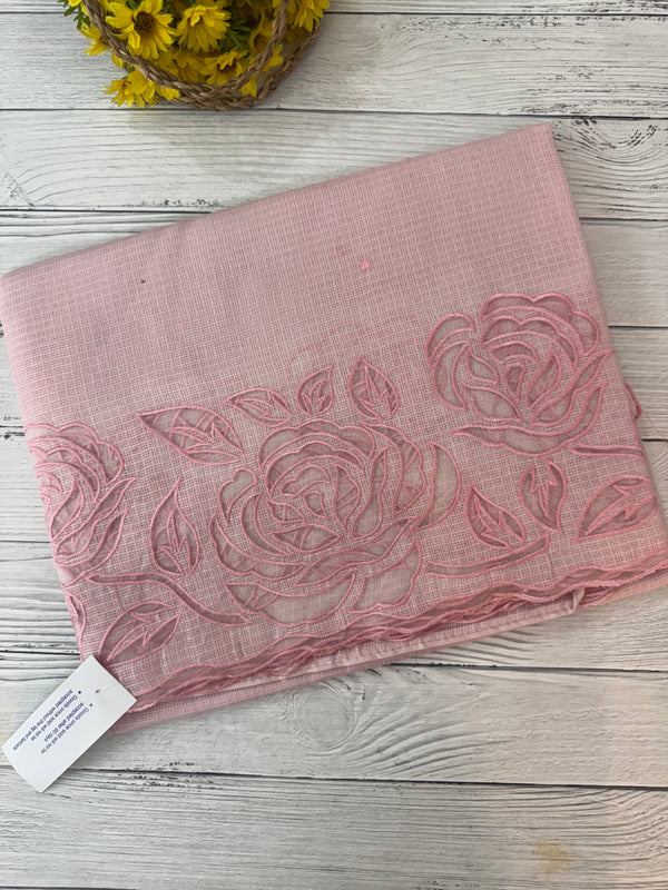 Soft kota silk saree with applique work MS85987- PastelPink