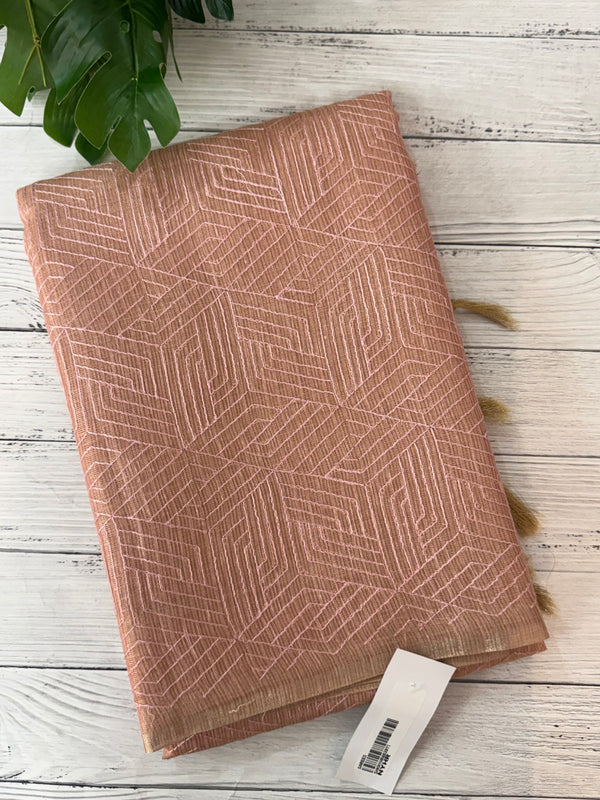 Tissue Silk embriodery saree MS49888 - PeachPink