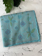 Moonga checks saree with prints and embroidery MSH154- DuskyBlue