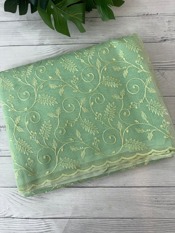 NetKota thread work saree MSH106 - Pastel PistaGreen