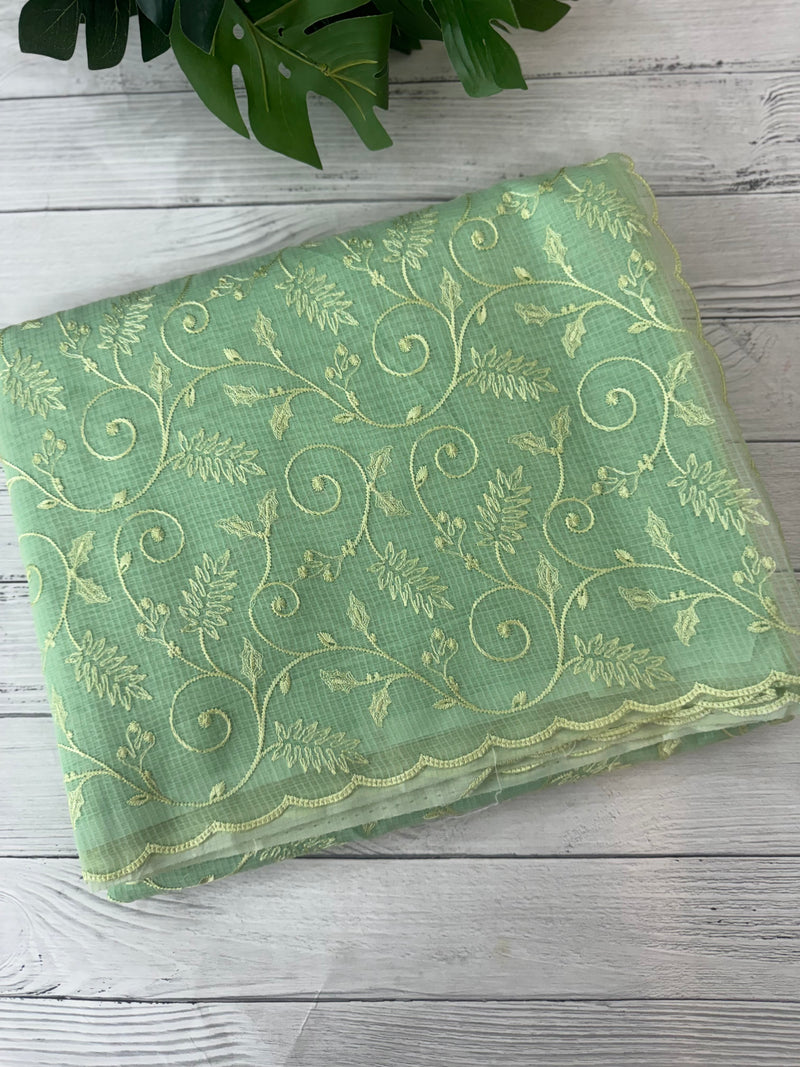 NetKota thread work saree MSH106 - Pastel PistaGreen