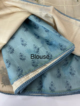 Pure soft kota silk saree with embroidery MS19078 Blue