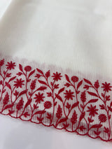 Kota silk saree with embroidery MSB643 White & Red