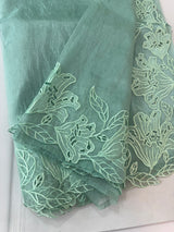 Tissue Organza cutwork sarees FBLK154 BlueGreen