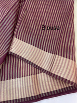 Semi chanderi saree -  MSH229 Cream to Wine