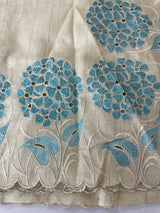 Blended soft tussar saree with embriodery - MS8669 PearlCream