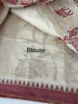 Blended tussar silk saree with embroidery- MSH490