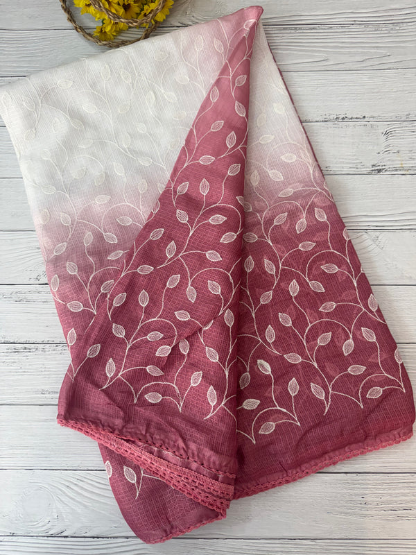 Ombre Soft kota checks saree with embroidery SVTS20