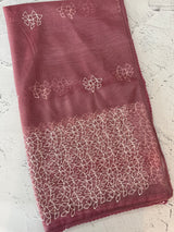Glass tissue organza saree with embroidery MSF122 DustyPink