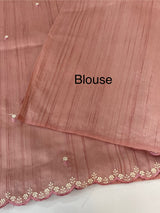 Cutwork Semi tussar saree MTSS674 Pastel PeachyPink