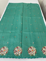 Blended tussar silk saree with embroidery- MS1072