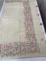 Mul chanderi saree with embriodery & zari lines MSH275