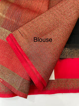 Semi Jute silk sarees with contrast pallu & blouse MJL392