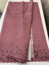 Semi silk saree with applique borders MSH231 DustyMauve