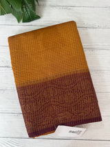 Semi silk saree with checks zari weaving MS81543- Mustard to Maroon