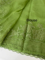 Soft organza saree with applique work - MCW543 LeafGreen