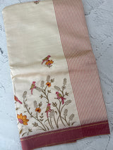 Blended tussar silk saree with embroidery- MSH490