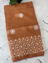 Soft kota checks saree with embroidery - MS7676 DuskyOrange