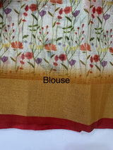 Handworked floral digital printed semi Linen Saree MS14775 (3)