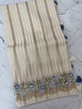 Mul chanderi saree with embriodery & zari lines MSH272