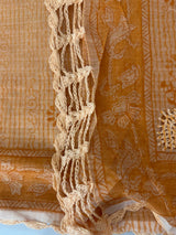 Supernet kota saree with crochet borders MS6777- Peach