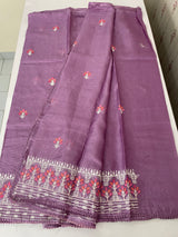 Soft kota checks saree with embroidery - MS7645 DarkLavender