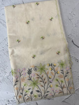 Mul chanderi embriodery saree with scalloped borders MSH176