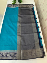 Jute linen sarees with contrast pallu & blouse MJL456
