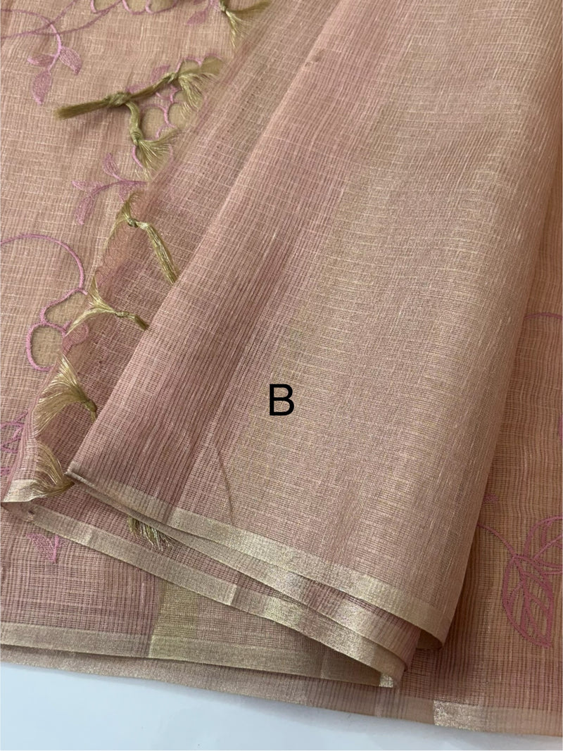 Kota Tissue Silk applique work saree MS49811 - DuskyPeach Pink