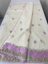 Mul chanderi embriodery saree with scalloped borders MSH176