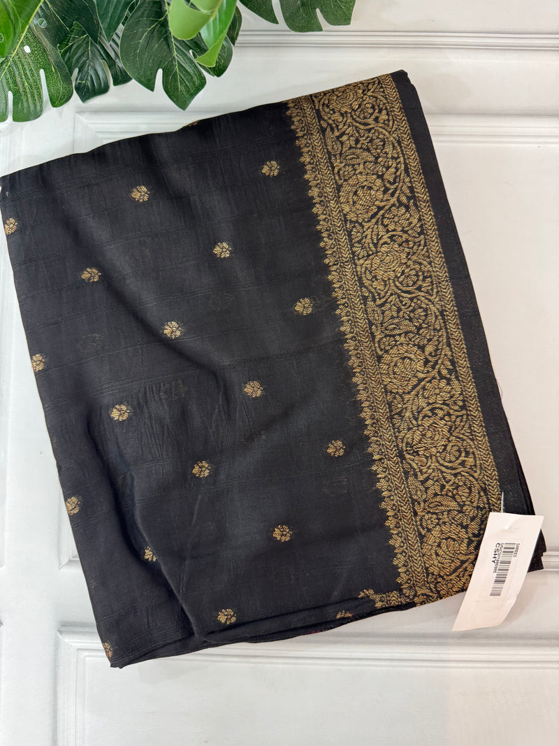 Banarasi Tussar georgette saree  - SMHCSHY Black