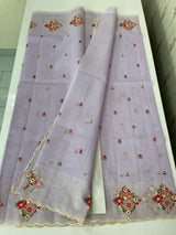 Premium Soft kota silk saree with embroidery MSS678 - Lavender
