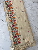 Blended tussar saree with embroidery- MSH890 Cream