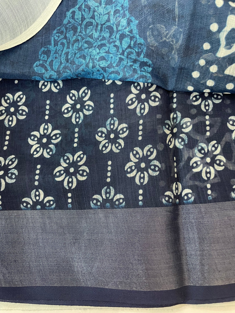 Indigo chanderi saree with kanta embriodery MS59012
