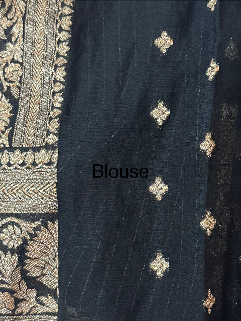 Semi banarasi Khaddi Georgette saree - MS1499 Black