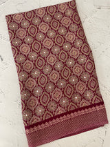 Semi modal silk saree with mirror work - MMB501 MaroonWine