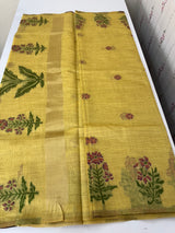 Jamdani silk Cotton Saree with thread work  MSJ790 Yellow