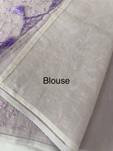Moonga checks saree with embroidery MSH219 Lavender