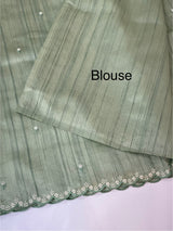 Cutwork Semi tussar saree MTSS674 DuskyGreen