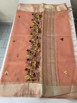 Soft Tissue linen Silk embriodery saree MS49876