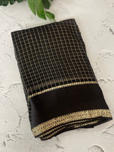 Crepe chiffon georgette saree with checks MS40097 BLACK