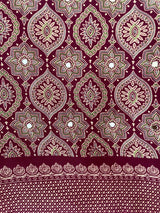Semi modal silk saree with mirror work - MMB501 MaroonWine