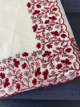 Kota silk saree with embroidery MSB643 OffWhite & Maroon