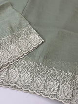 Crush Organza embroidery saree MS9739 DuskyGreen