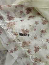 Handworked Glass organza saree with digital prints- MOS987