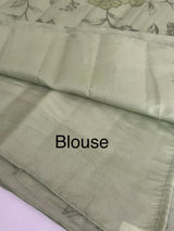 Blended Satin finish Tussar silk saree with applique work- MS8177